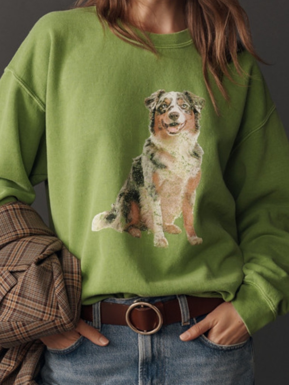 Anthropologie Australian Shepard Graphic Sweatshirt NWT Large